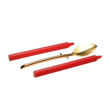 Drip Sensation Set Sveća za Vosak sa Lopaticom od Cink Legure, Bez Mirisa, 8.2in