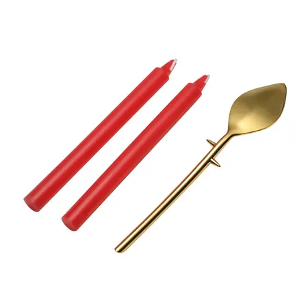 Drip Sensation Set Sveća za Vosak sa Lopaticom od Cink Legure, Bez Mirisa, 8.2in