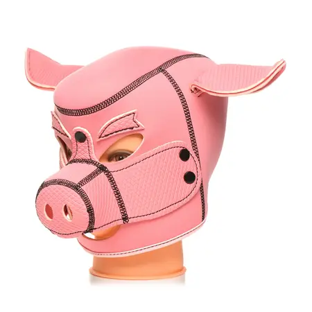 XR Brands Swine Neoprene Hood Pink - Adjustable Pig Mask, Large Size