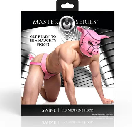 XR Brands Swine Neoprene Hood Pink - Adjustable Pig Mask, Large Size