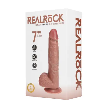 RealRock Vibrantni Silikonski Model 7 Inča Tan sa Usisnom Čašicom i Pojasom