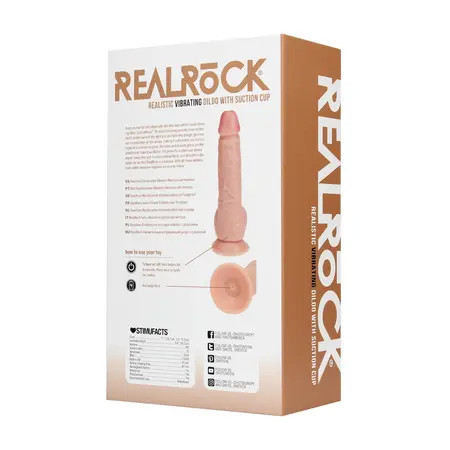 RealRock Vibrating Straight Intimate Machine 18 cm with Suction Cup - Flesh