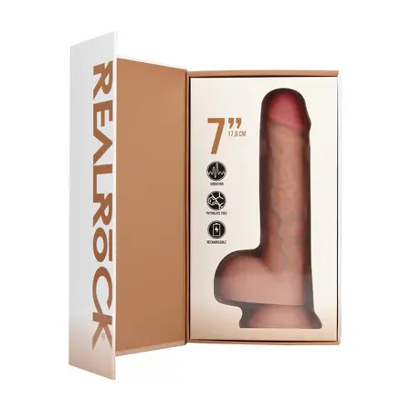 RealRock Vibrating Straight Intimate Machine 18 cm with Suction Cup - Flesh