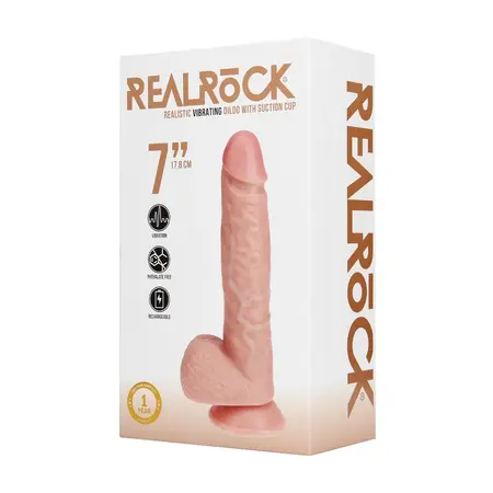 RealRock Vibrating Straight Intimate Machine 18 cm with Suction Cup - Flesh