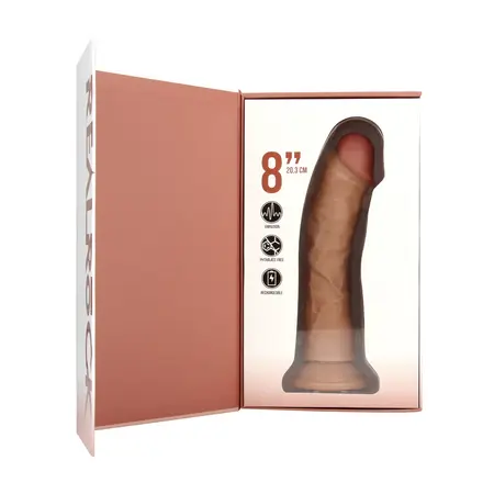 RealRock Vibrantni Zakrivljeni Model 20.5 cm - Tan, Usisna Baza