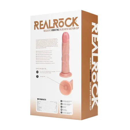 RealRock Vibrantni Zakrivljeni Model 20.5 cm - Boja Kože, Usisna Baza
