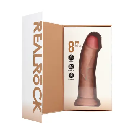 RealRock Vibrantni Zakrivljeni Model 20.5 cm - Boja Kože, Usisna Baza