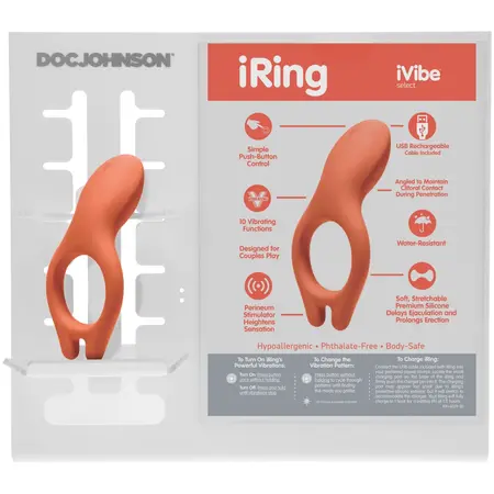 Doc Johnson iRing Acrylic Tester Display Coral - Presentation Stand