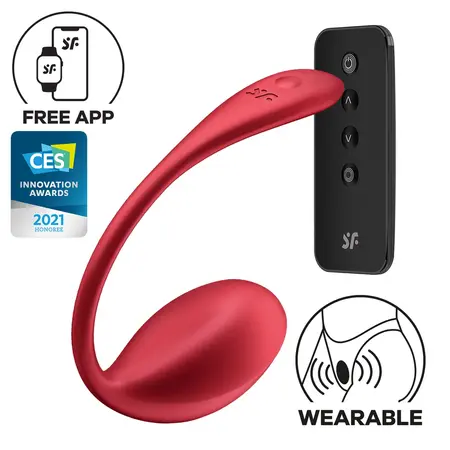 Satisfyer Shiny Petal Connect App Red - Wearable Vibrating System, IPX7