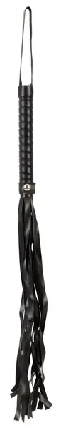 Magic Shiver Black Leather-Look Flogger 46cm with Woven Handle