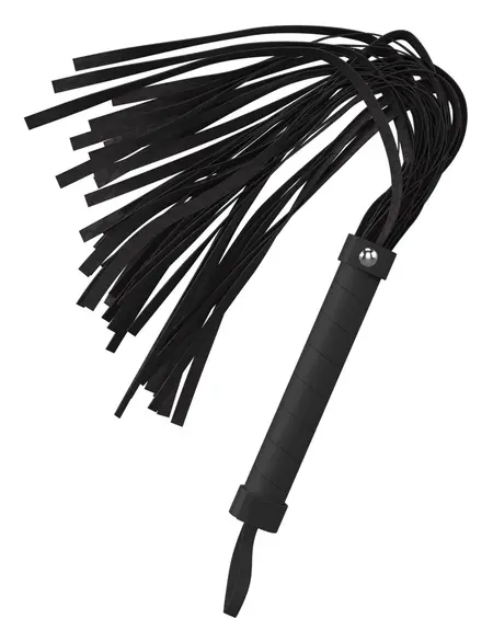 Magic Shiver Black Leather-Look Flogger 46cm with Woven Handle