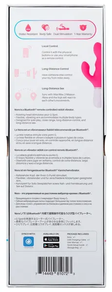 Lovense Nora Bluetooth App-Controlled Dual Action Vibrator, 24.2 cm, Pink