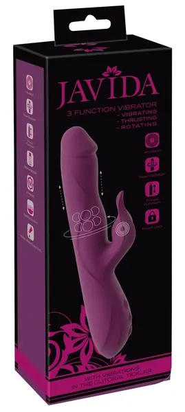 Javida 3F Vibrator sa potiskivanjem, punjiv, silikonski, dvostruko dejstvo, 25cm