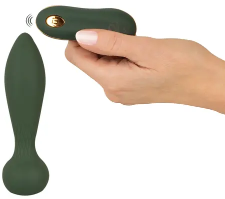 Emerald Love Luxurious RC analni čep - vibrirajući, daljinski upravljač, zeleni, 14 cm