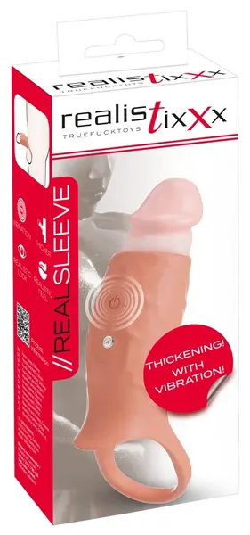 Realistixxx Real Sleeve Open silikonski vibrirajući nastavak 14cm