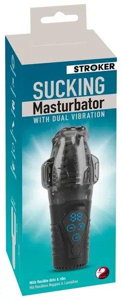Stroker Handy Usisna Intimna Mašina sa Dvostrukom Vibracijom, Crna, 21,7cm