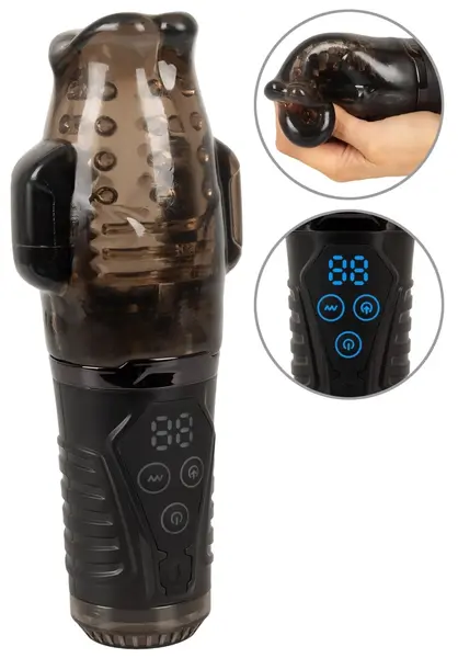 Stroker Handy Usisna Intimna Mašina sa Dvostrukom Vibracijom, Crna, 21,7cm