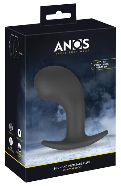 ANOS Big Head Silikonski Masažer Prostate sa 10 Režima Vibracije, Crna