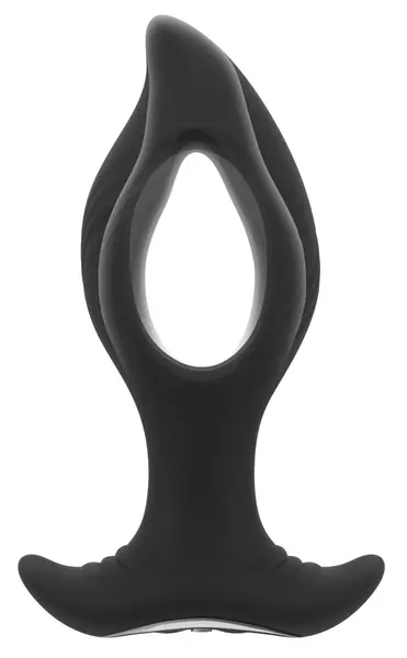 ANOS RC Cone Anal Plug with Hole & Dual Vibration, Black, 12 cm