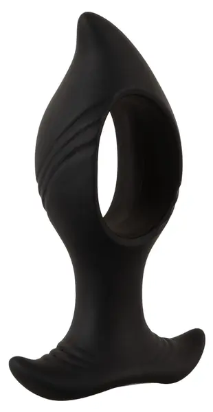 ANOS RC Cone Anal Plug with Hole & Dual Vibration, Black, 12 cm