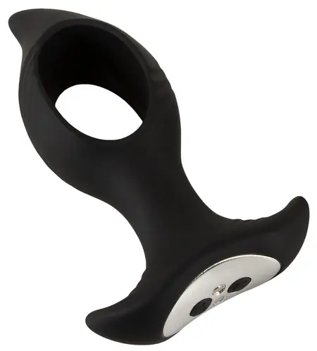 ANOS RC Cone Anal Plug with Hole & Dual Vibration, Black, 12 cm
