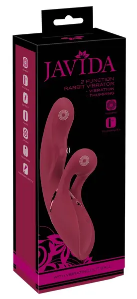 Javida 2 Function Rabbit Vibe Thumpin Silicone Dual Motor Massager Pink