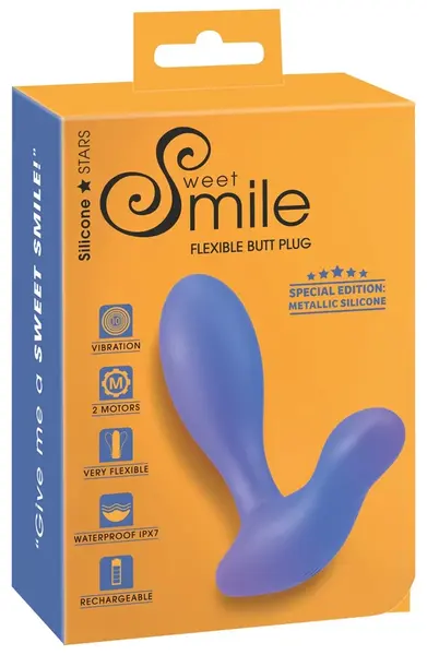 Sweet Smile Fleksibilni Metalik Silikonski Dualni Analni Model, 11,5 cm