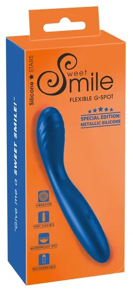 Sweet Smile Fleksibilni G-Tačka Vibrator Metalik Silikon 18cm Vodootporan