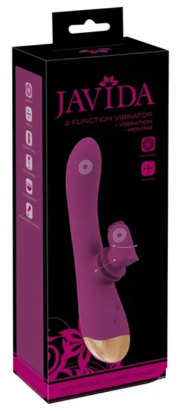 Javida 2-Function Intimate Device with Moving Stimulator, Purple, 22.3 cm