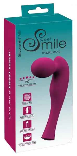 Sweet Smile Special Wand Cordless Rechargeable Body Massager, Pink, 20 cm