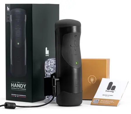 The Handy 1.1 Interaktivni Automatski Stroker, Podesiv, Crni, 23cm