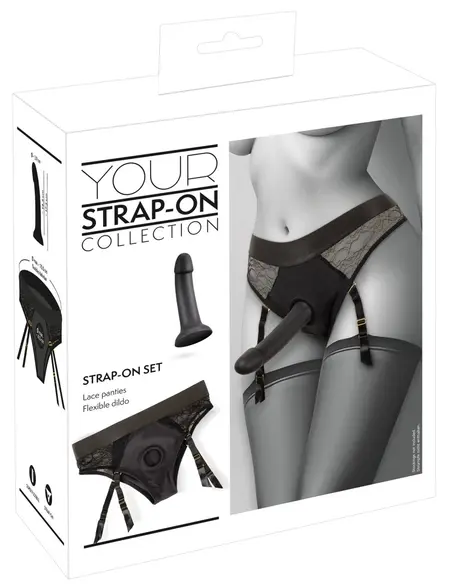 You2Toys Your Strap-On Set - Crne Gaćice sa Podesivim Kaiševima i Silikonskim Sistemom