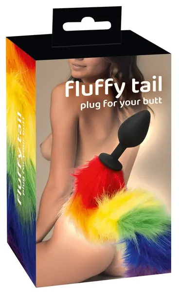 You2Toys Rainbow Fluffy Tail Silikonski Čep - 42 cm Višebojni