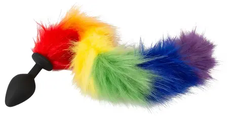 You2Toys Rainbow Fluffy Tail Silikonski Čep - 42 cm Višebojni
