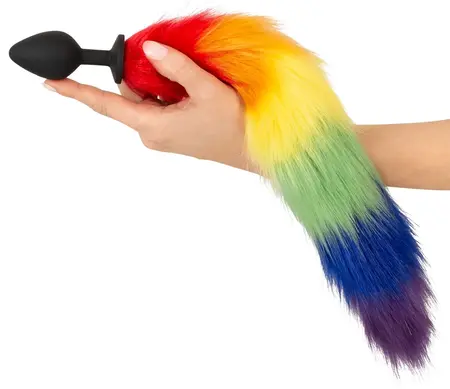 You2Toys Rainbow Fluffy Tail Silikonski Čep - 42 cm Višebojni