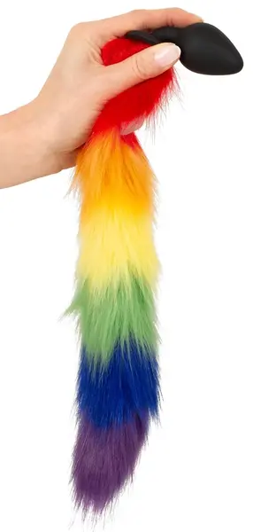 You2Toys Rainbow Fluffy Tail Silikonski Čep - 42 cm Višebojni