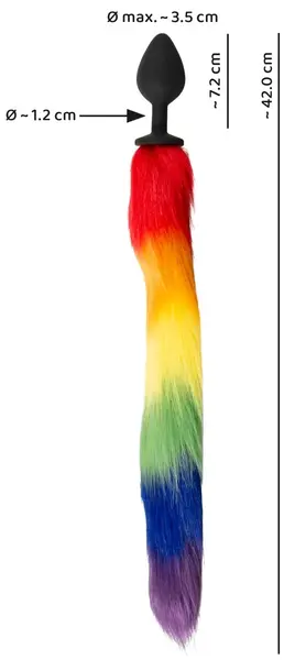 You2Toys Rainbow Fluffy Tail Silikonski Čep - 42 cm Višebojni