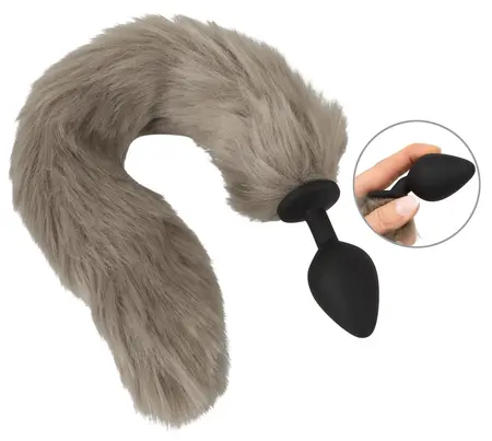 You2Toys Fluffy Tail Čep Sivi - Silikonski Model sa Mekinǧavim Vestačkim Krznom, 45 cm
