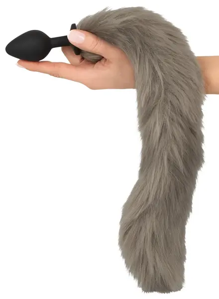 You2Toys Fluffy Tail Čep Sivi - Silikonski Model sa Mekinǧavim Vestačkim Krznom, 45 cm