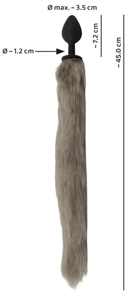 You2Toys Fluffy Tail Čep Sivi - Silikonski Model sa Mekinǧavim Vestačkim Krznom, 45 cm