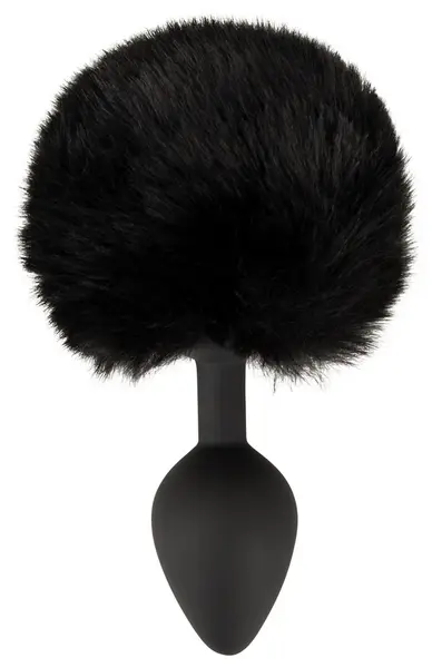 You2Toys Fluffy Tail Crni M - Silikonski Intimni Konusni Čep sa Vestačkim Krznom