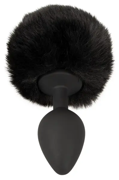 You2Toys Fluffy Tail Crni M - Silikonski Intimni Konusni Čep sa Vestačkim Krznom