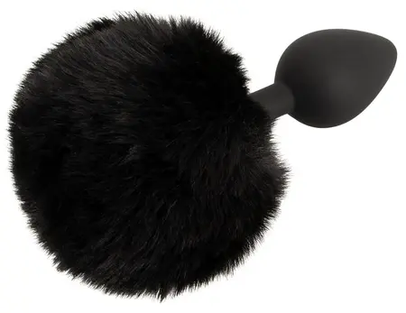 You2Toys Fluffy Tail Crni M - Silikonski Intimni Konusni Čep sa Vestačkim Krznom