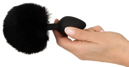 You2Toys Fluffy Tail Crni M - Silikonski Intimni Konusni Čep sa Vestačkim Krznom