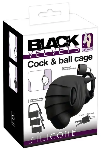 Black Velvets Silikonski Intimni Kavez Podesiv sa Sistemom Zaključavanja 10cm