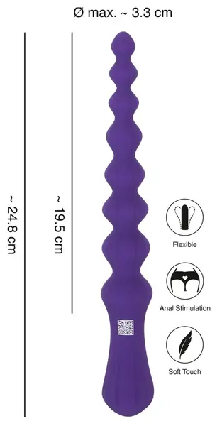 You2Toys Magic Anal Wand No. 3 Silicone, Flexible Beaded Dark Purple 25cm