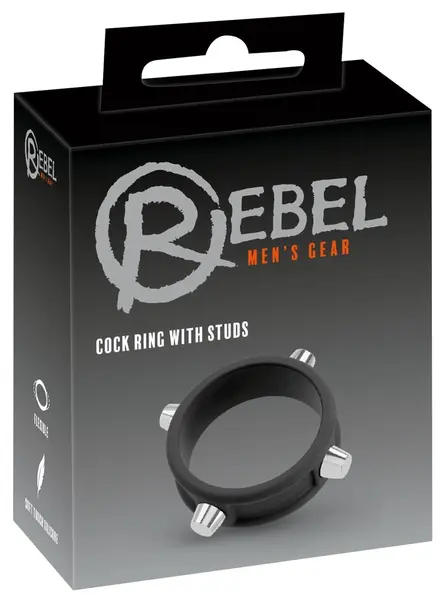 Rebel Silikonski Prsten sa Metalnim Klinovima - Podesivi Crni Intimni Dodatak