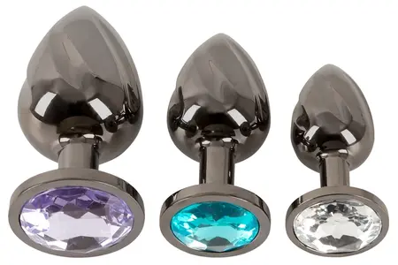 ANOS Metal Plug Set Diamond Trio - Spiral Shape, 3 Sizes, Multicolor Gems
