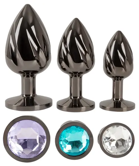 ANOS Metal Plug Set Diamond Trio - Spiral Shape, 3 Sizes, Multicolor Gems