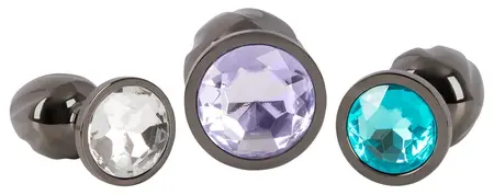 ANOS Metal Plug Set Diamond Trio - Spiral Shape, 3 Sizes, Multicolor Gems